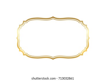 Gold frame. Beautiful simple golden design. Vintage style decorative border isolated white background. Elegant gold art frame. Empty copy space decoration, photo, banner Vector illustration