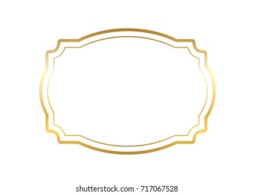 Gold frame. Beautiful simple golden design. Vintage style decorative border isolated white background. Elegant gold art frame. Empty copy space decoration, photo, banner Vector illustration