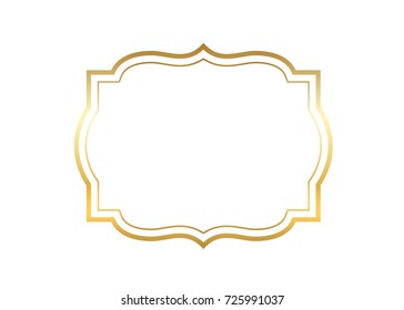 Gold frame. Beautiful simple golden design. Vintage style decorative border isolated white background. Elegant gold art frame. Empty copy space decoration, photo, banner Vector illustration