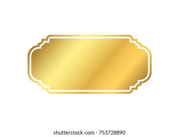 Gold frame. Beautiful simple golden design. Vintage style decorative border isolated white background. Elegant gold art frame. Empty copy space decoration, photo, banner Vector illustration