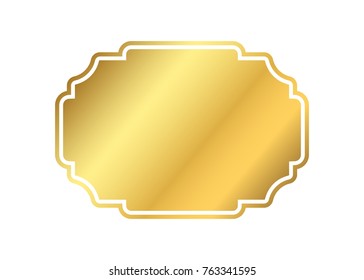 Gold frame. Beautiful simple golden design. Vintage style decorative border isolated white background. Elegant gold art frame. Empty copy space decoration, photo, banner Vector illustration