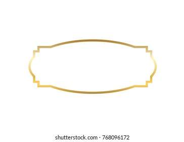 Gold frame. Beautiful simple golden design. Vintage style decorative border isolated white background. Elegant gold art frame. Empty copy space decoration, photo, banner Vector illustration