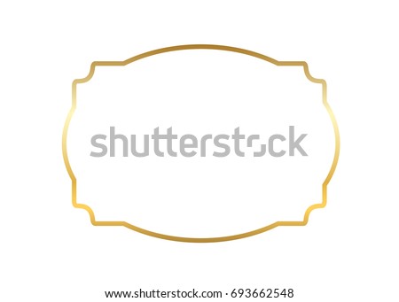 Gold frame. Beautiful simple golden design. Vintage style decorative border isolated white background. Elegant gold art frame. Empty copy space decoration, photo, banner Vector illustration