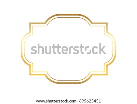 Gold frame. Beautiful simple golden design. Vintage style decorative border isolated white background. Elegant gold art frame. Empty copy space decoration, photo, banner Vector illustration