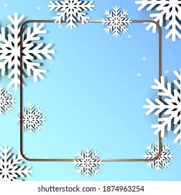 Gold frame with blue background for greeting cards, covers, celebration cards and more