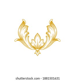 Gold Frame and Border with baroque style. Ornament elements for your design. Black and white color. Floral engraving decoration for postcards or invitations for social media.
