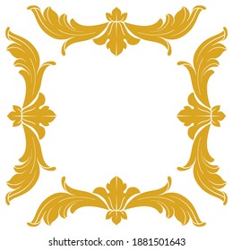 Gold Rahmen und Border mit barocken Stil. Zierelemente für Ihr Design. Schwarz-Weiß-Farbe. Blumengravur für Postkarten oder Einladungen für soziale Medien.