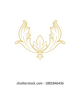 Marco dorado y borde con estilo barroco. Elementos decorativos para su diseño. Color blanco y negro. Decoración de grabaciones florales para postales o invitaciones para medios sociales.