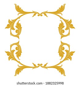Gold Rahmen und Border mit barocken Stil. Zierelemente für Ihr Design. Schwarz-Weiß-Farbe. Blumengravur für Postkarten oder Einladungen für soziale Medien.