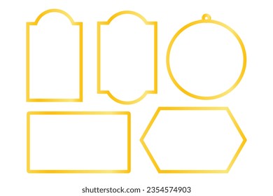 Gold frame border with different shape. simple geometric design for element, mirror