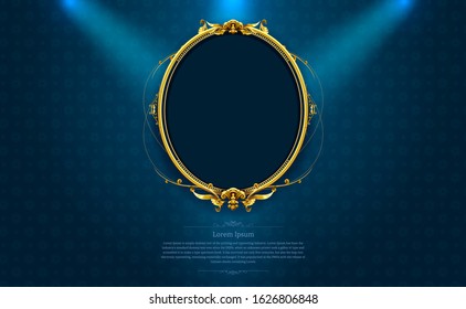 gold frame border octagon picture and pattern thai art vector illustration