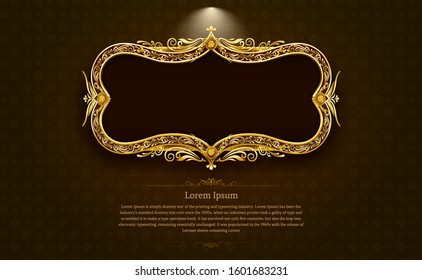 gold frame border picture and pattern thai art  vector illustration