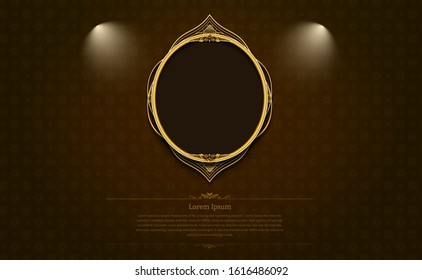 gold frame border picture and pattern thai art vector illustration