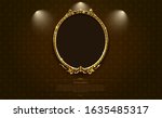 gold frame border picture retro art vector illustration