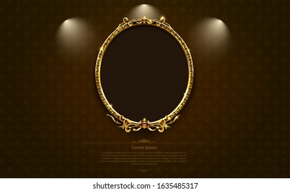 gold frame border picture retro art vector illustration