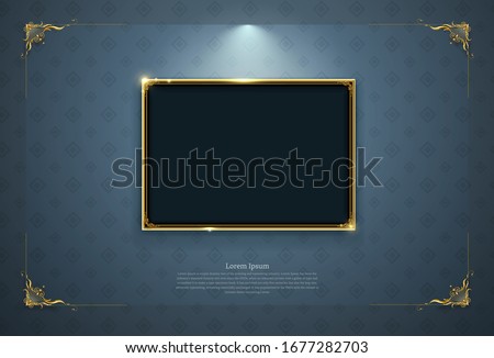 gold frame border picture retro art vector illustration