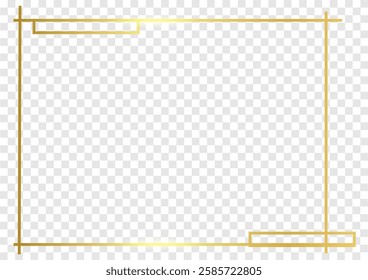Gold frame bright shape. Golden border line.