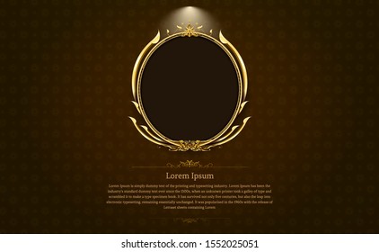 gold frame circle border picture and pattern gold thai art Thai art vector illustration