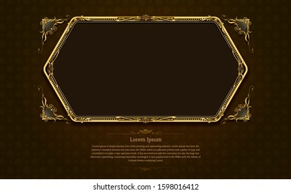 gold frame circle border picture and pattern gold thai art Thai art vector illustration
