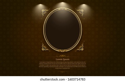 gold frame circle border picture and pattern thai art vector illustration