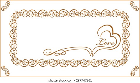 Gold frame for congratulation young lovers