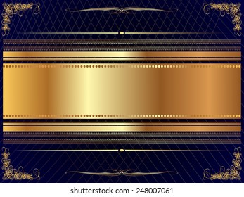 Gold frame with a dark pattern and plant elements