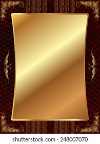 Gold frame with a dark pattern and plant elements