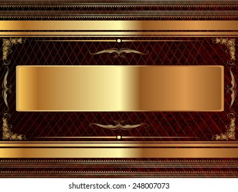 Gold frame with a dark pattern and plant elements