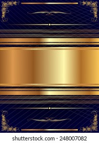 Gold frame with a dark pattern and plant elements
