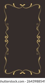 Quadro dourado, linhas de rolagem decorativas, linhas finas de ouro, linhas vintage