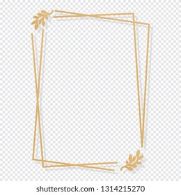 Gold Frame Design isolate on transparent background. Luxury and minimal style for wedding invite border and typography decoration - Vector 
