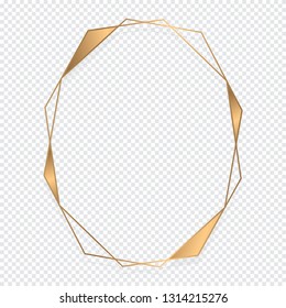 Gold Frame Design isolate on transparent background. Luxury and minimal style for wedding invite border and typography decoration - Vector 