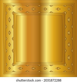 
goldener Rahmen für Design-Vorlage. Elegantes Element für Design im östlichen Stil, Platz für Text. Schwarze Umrisslinie mit Blumen. Spitzen-Vektorgrafik für Einladungen und Grußkarten
