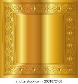 
gold frame for design template. Elegant element for design in Eastern style, place for text. Black outline floral border. Lace vector illustration for invitations and greeting cards