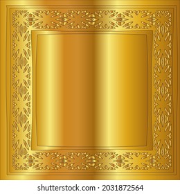 
gold frame for design template. Elegant element for design in Eastern style, place for text. Black outline floral border. Lace vector illustration for invitations and greeting cards