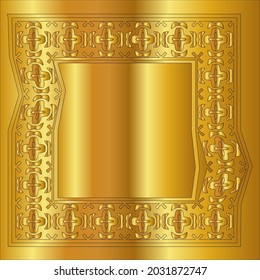 
gold frame for design template. Elegant element for design in Eastern style, place for text. Black outline floral border. Lace vector illustration for invitations and greeting cards