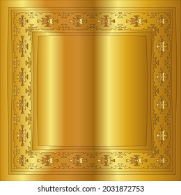 gold frame for design template. Elegant element for design in Eastern style, place for text. Black outline floral border. Lace vector 

illustration for invitations and greeting cards