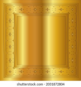 gold frame for design template. Elegant element for design in Eastern style, place for text. Black outline floral border. Lace vector 

illustration for invitations and greeting cards
