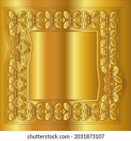 
gold frame for design template. Elegant element for design in Eastern style, place for text. Black outline floral border. Lace vector illustration for invitations and greeting cards