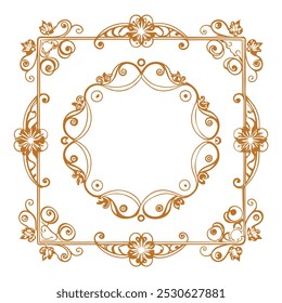 A gold frame with a design that says the name on it.