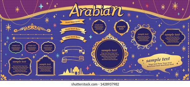 
Gold frame design in vector format, arabic style, dream and magic image,
