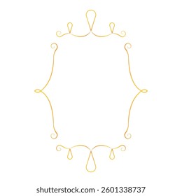 Gold frame, elegant, vintage vector illustration, isolated on a transparent background. Decorative element for card, album, certificate, poster.