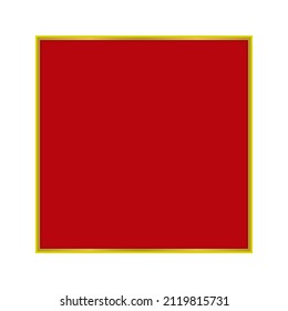 Gold frame with empty red background. Vector illustration.