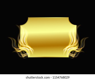 Gold frame with fire