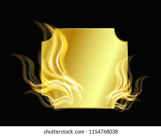 Gold frame with fire