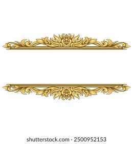 Gold Frame With A Floral Design Retro Ornamental Frame Vintage Rectangle Ornament Border Vector