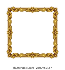 Gold Frame With A Floral Design Retro Ornamental Frame Vintage Rectangle Ornament Border Vector