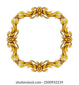 Gold Frame With A Floral Design Retro Ornamental Frame Vintage Rectangle Ornament Border Vector