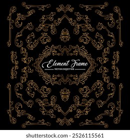 gold frame with a gold floral pattern collection