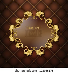 Gold frame with floral pattern on a brown background quilting